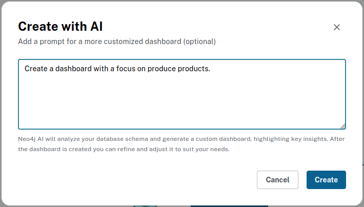 create produce product dashboard