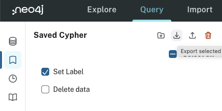 export saved cypher