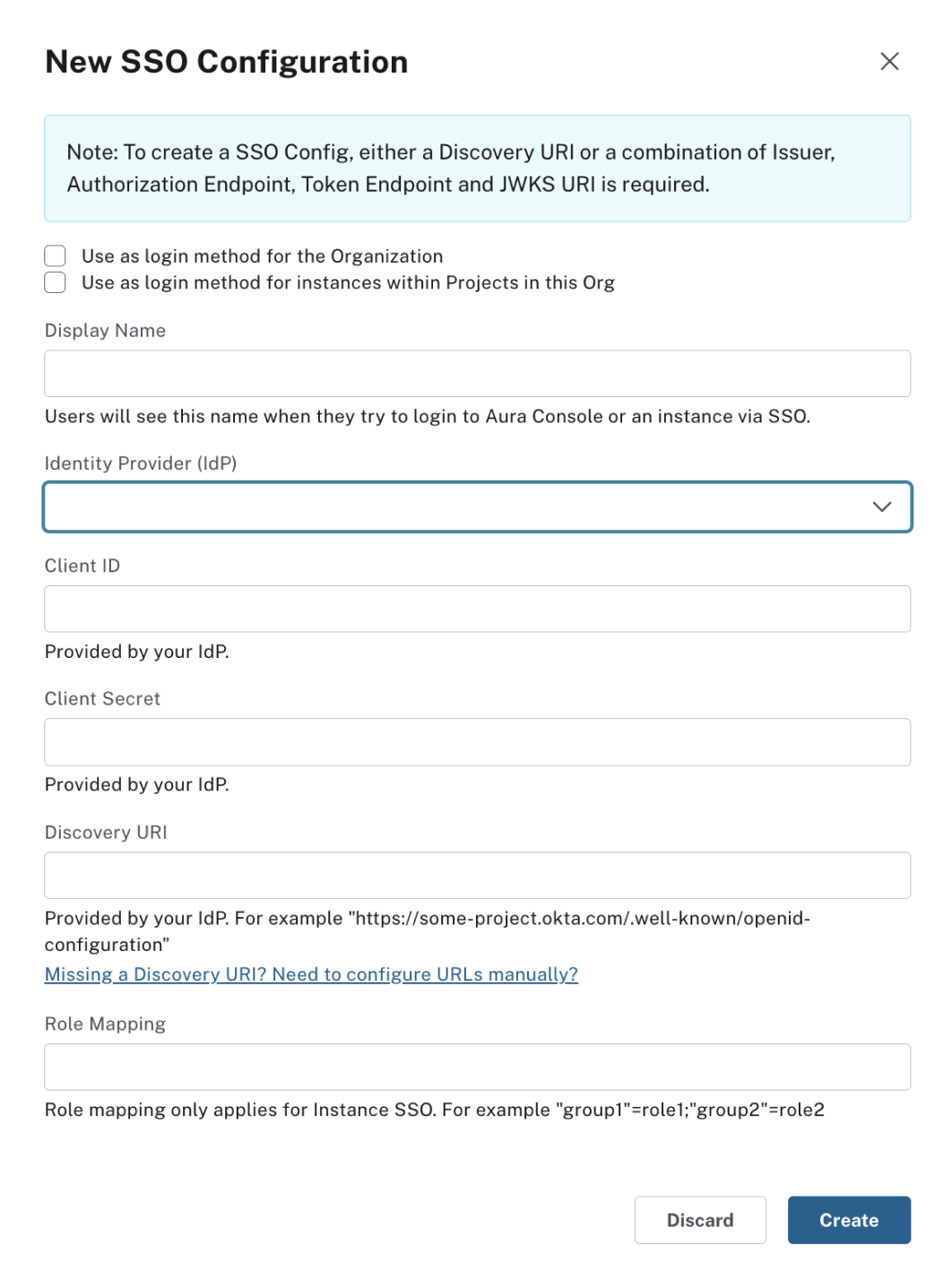 A screenshot of the SSO configuration