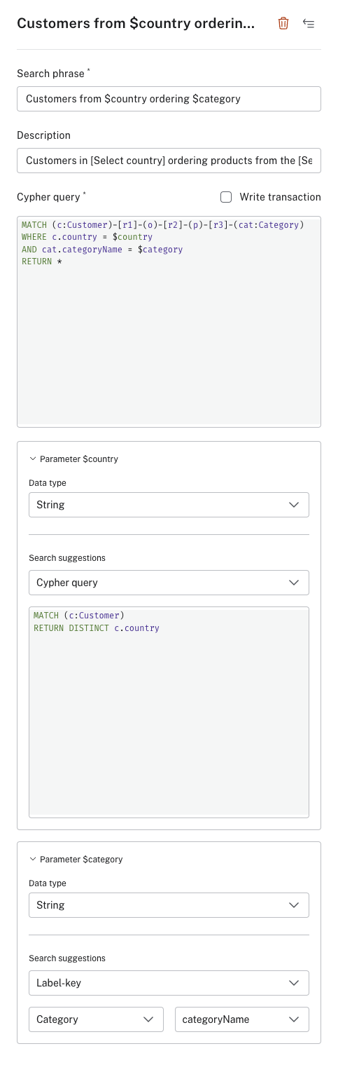 parameterized search phrase