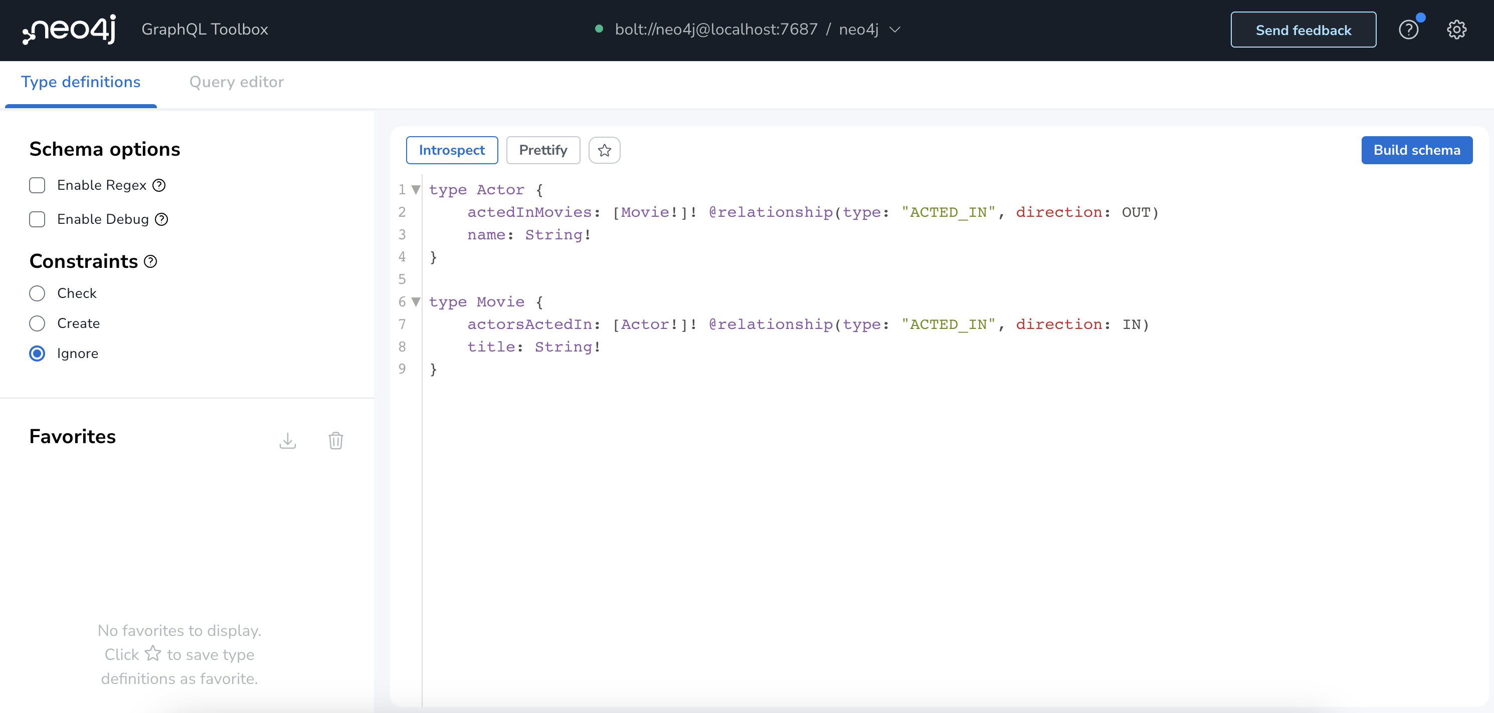 GraphQL Toolbox schema view