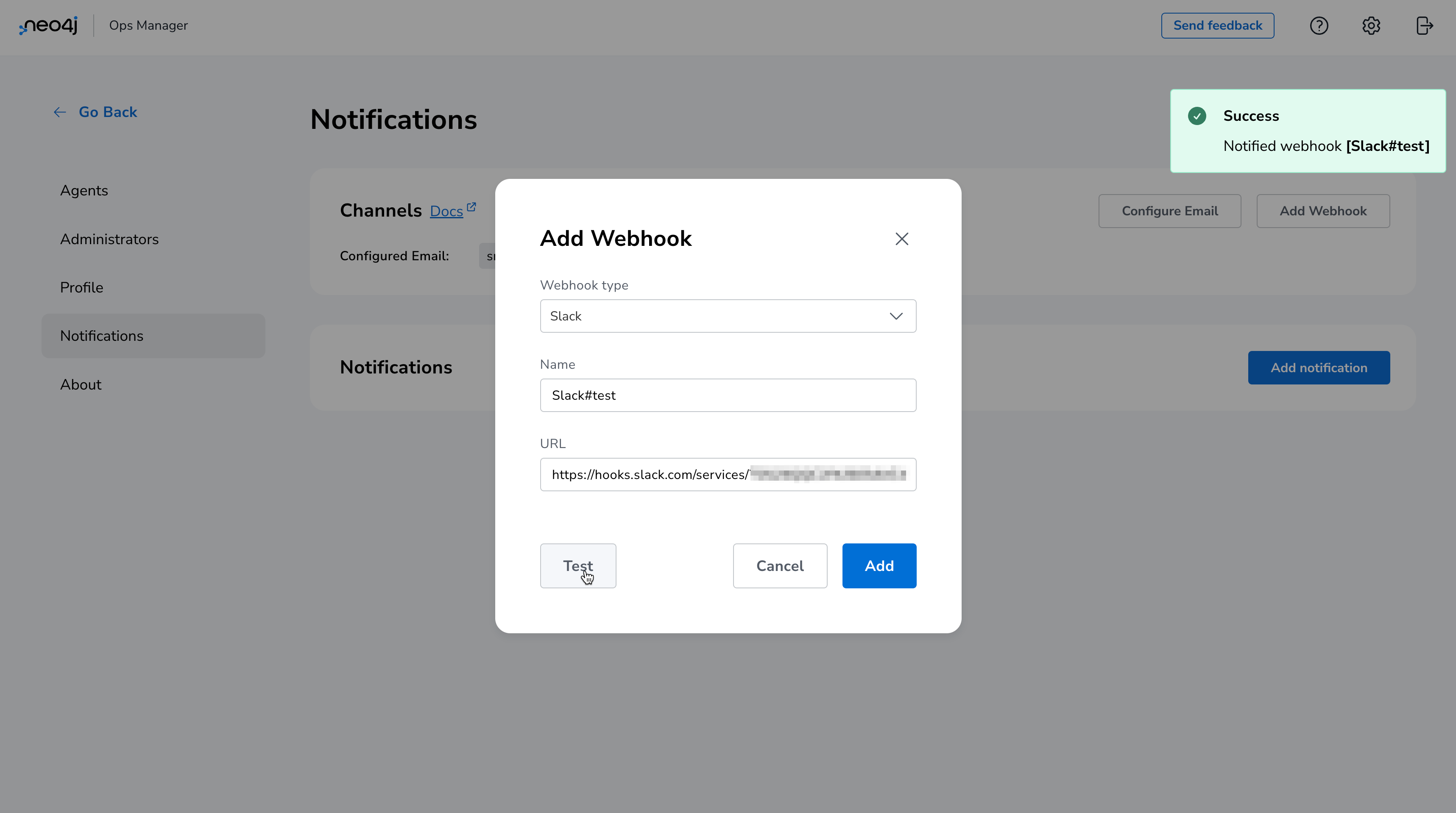 notifications webhook add